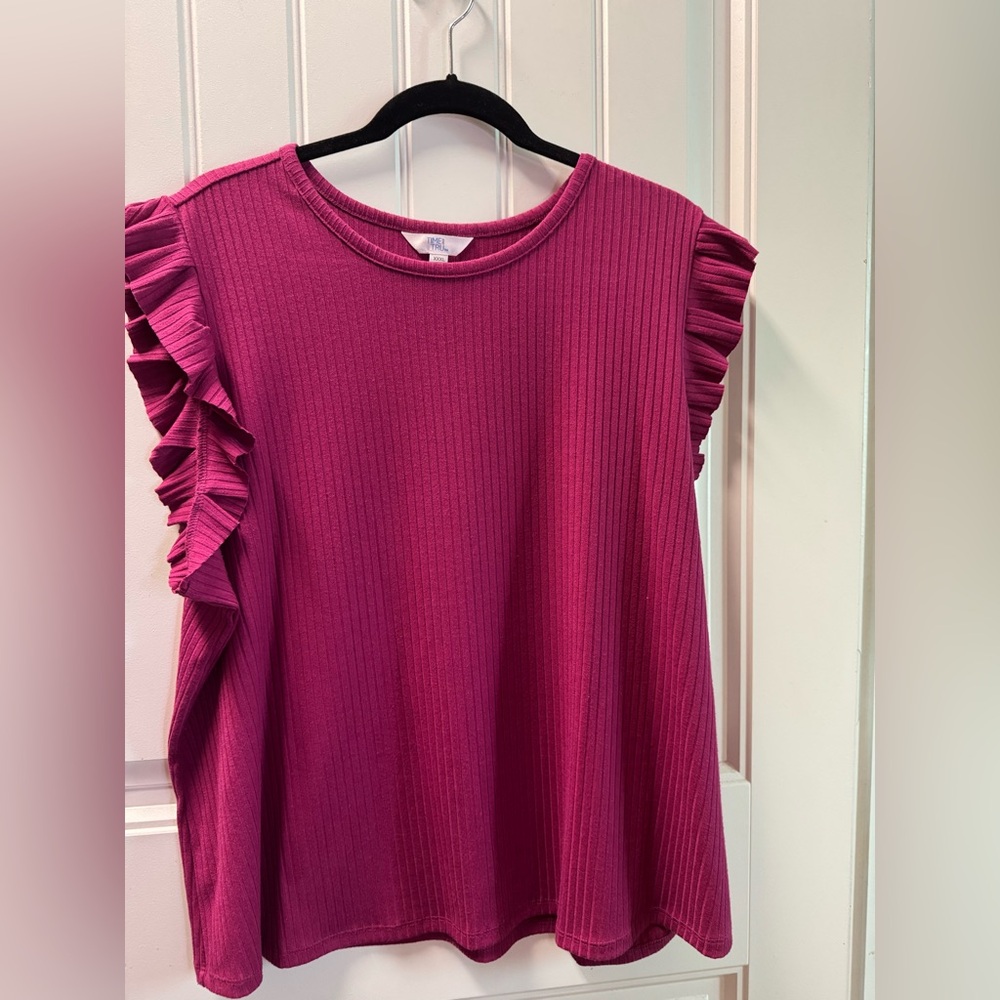 Time and Tru Magenta Ruffled Sleeve Blouse